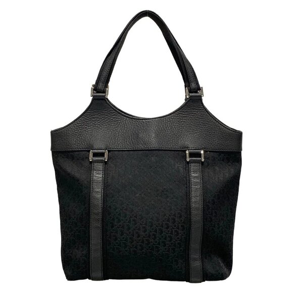 Auth DIOR/ChristianDior Street Chic/Trotter Black Jacquard Leather Tote Bag - Picture 3 of 16